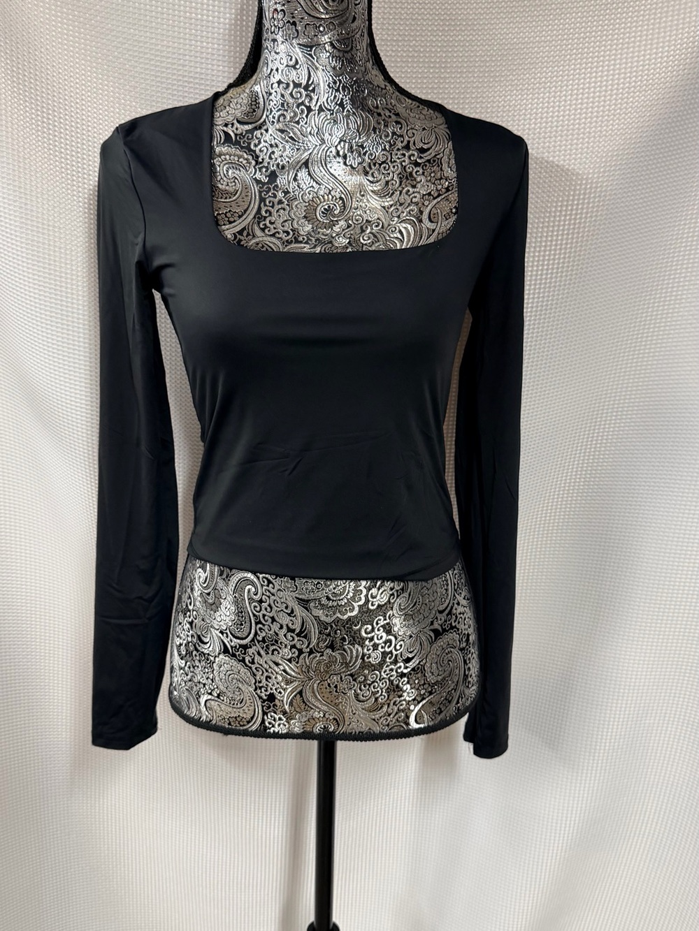 Pink Rose Black Silky Knit One Piece